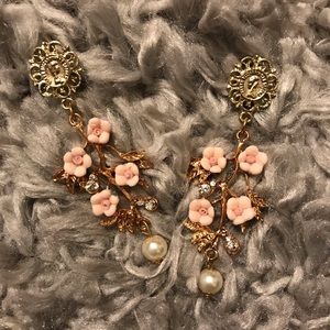 🌶 (3 For $25) Dangle Earrings With Pink Flowers